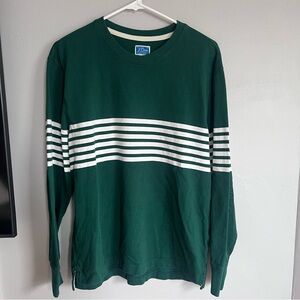 J. Crew Rugby Striped Long Sleeve Shirt Cotton Green White S‎